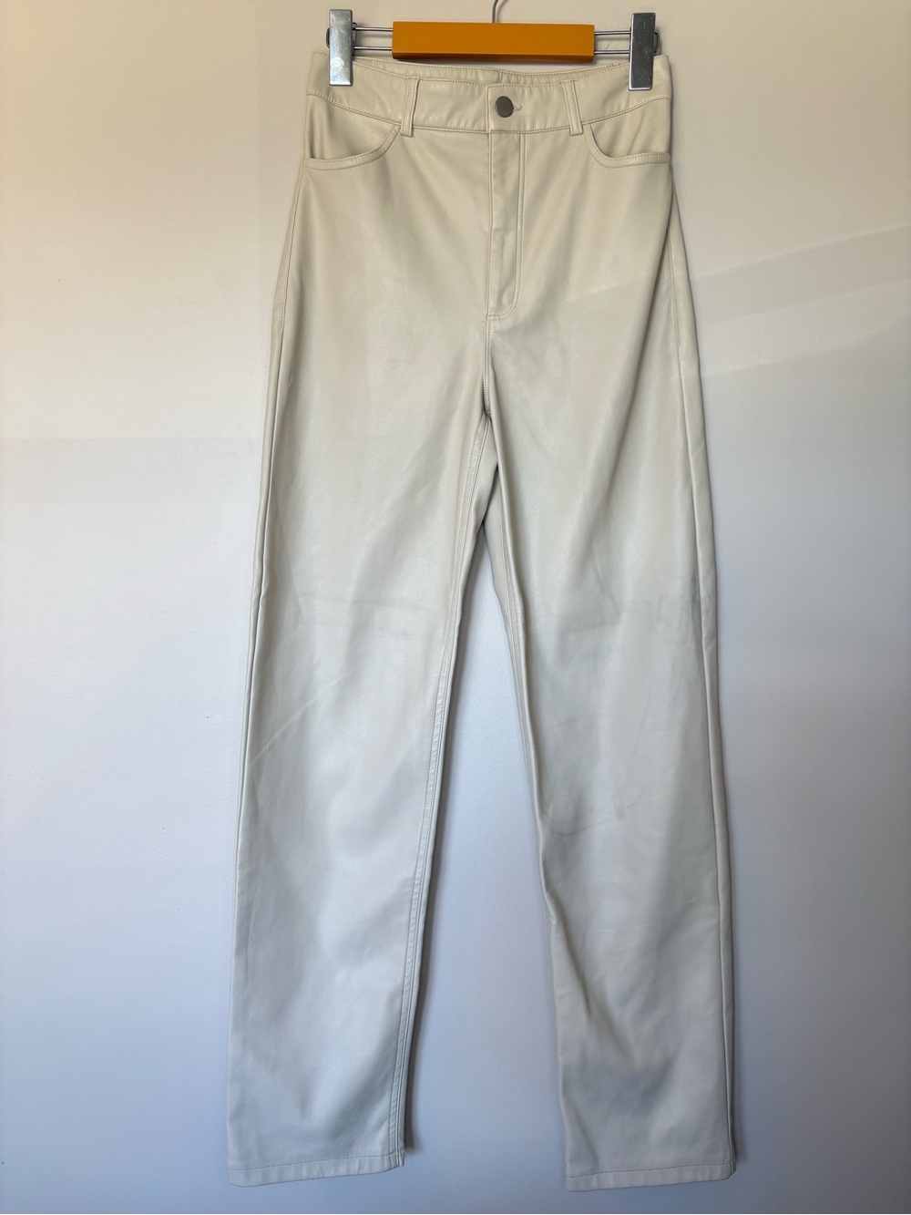 Dynamite Cream Faux Leather Straight Leg Pants
